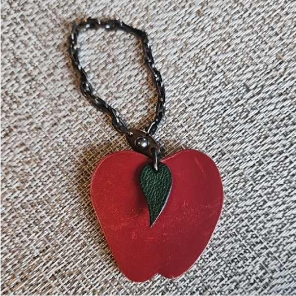 Hermes Accessories - Hermès Red Green Apple Leather Key Bag Charm Chain Link